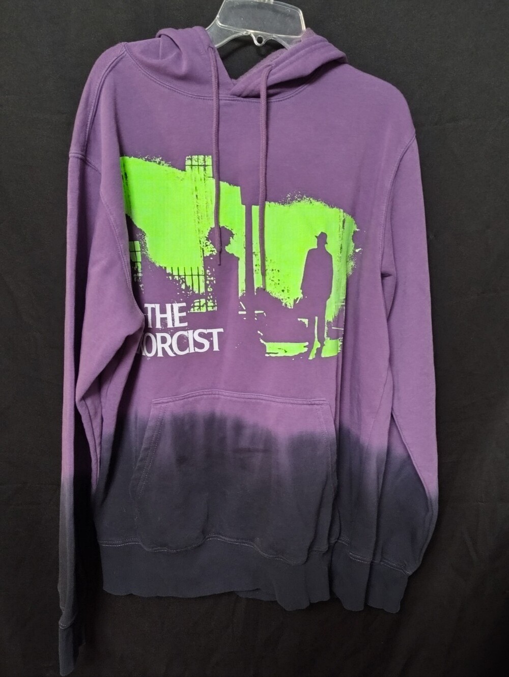 The Exorcist Graphic Hoodie - Purple with Neon Green Print Ombre Medium 38-40